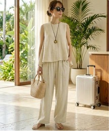 AMELY（エミリー）の「リネン風 バックギャザーセットアップ（アンサンブル）」