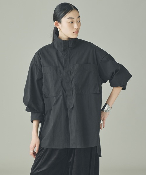 Curensology（カレンソロジー）の「Curensology(カレンソロジー)/ナイロンバイオシャツ（シャツ/ブラウス・レディース・カーキ/ブラック/ダークブラウン・FREE）」の17枚目の写真