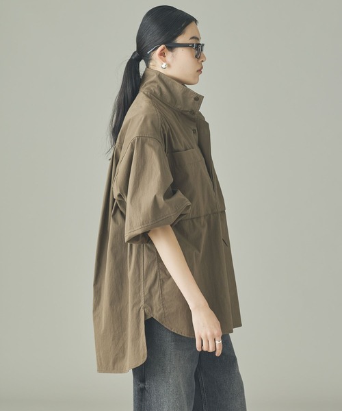 Curensology（カレンソロジー）の「Curensology(カレンソロジー)/ナイロンバイオシャツ（シャツ/ブラウス・レディース・カーキ/ブラック/ダークブラウン・FREE）」の12枚目の写真