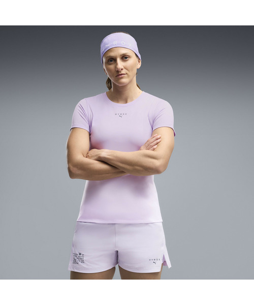 PUMA(プーマ)の「PUMA プーマ ウィメンズ トレーニング PUMA x HYROX ポリグラフィック 半袖 Tシ(Tシャツ/カットソー・レディース・ブラック/ラベンダー・SMALL/LARGE/MEDIUM/X-SMALL)」の1枚目の写真