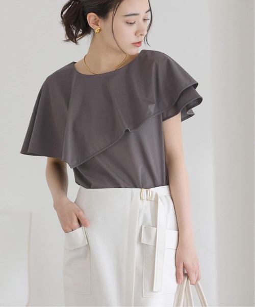 La TOTALITE（ラトータリテ）の「【洗える】《追加》ケープカットソー（Tシャツ/カットソー・レディース・バーガンディー/グレー/グリーン・FREE）」の9枚目の写真