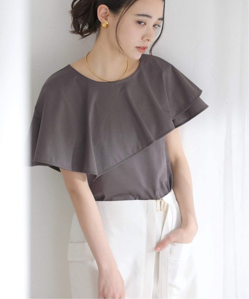 La TOTALITE（ラトータリテ）の「【洗える】《追加》ケープカットソー（Tシャツ/カットソー・レディース・バーガンディー/グレー/グリーン・FREE）」の10枚目の写真