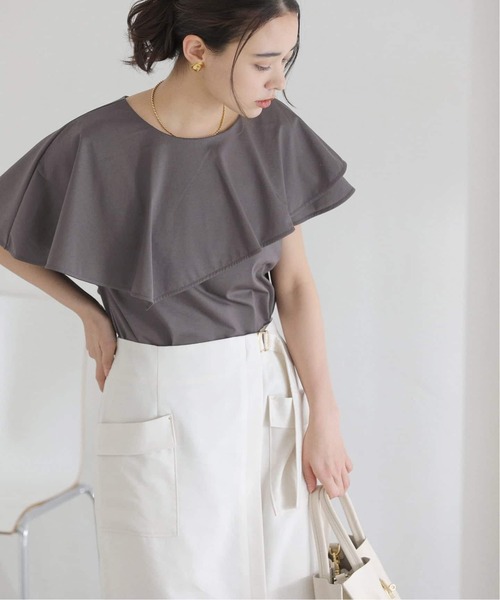 La TOTALITE（ラトータリテ）の「【洗える】《追加》ケープカットソー（Tシャツ/カットソー・レディース・バーガンディー/グレー/グリーン・FREE）」の11枚目の写真