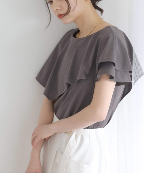 La TOTALITE（ラトータリテ）の「【洗える】《追加》ケープカットソー（Tシャツ/カットソー・レディース・バーガンディー/グレー/グリーン・FREE）」の12枚目の写真