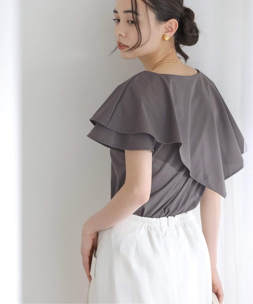 La TOTALITE（ラトータリテ）の「【洗える】《追加》ケープカットソー（Tシャツ/カットソー・レディース・バーガンディー/グレー/グリーン・FREE）」の13枚目の写真