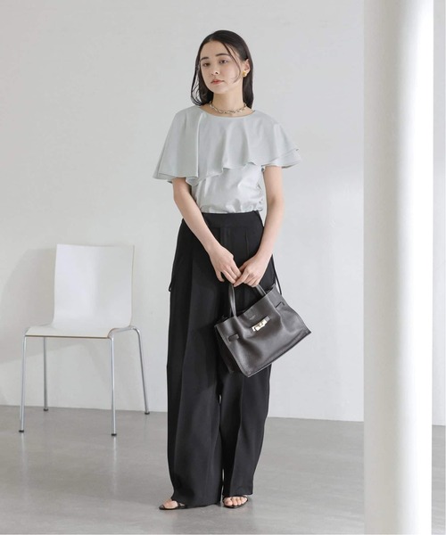 La TOTALITE（ラトータリテ）の「【洗える】《追加》ケープカットソー（Tシャツ/カットソー・レディース・バーガンディー/グレー/グリーン・FREE）」の14枚目の写真