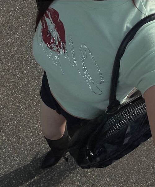 DEFYCLUBROBBERS(ディファイクラブロバース)の「グラムロック ホットフィックス 半袖 クロップTシャツ (ミント)(Tシャツ/カットソー・レディース・その他・FREE)」の6枚目の写真