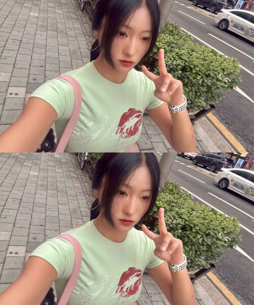 DEFYCLUBROBBERS(ディファイクラブロバース)の「グラムロック ホットフィックス 半袖 クロップTシャツ (ミント)(Tシャツ/カットソー・レディース・その他・FREE)」の5枚目の写真