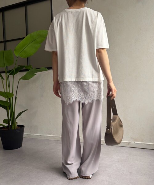 Jena espace merveilleux（ジェナ　エスパスメルヴェイユ）の「裾レースカットソー（Tシャツ/カットソー・レディース・ブラック/オフホワイト・FREE）」の4枚目の写真