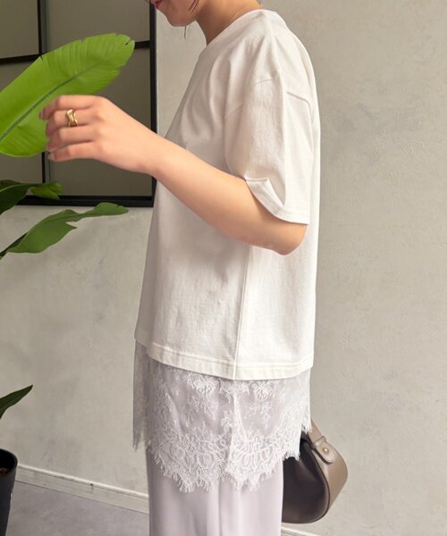 Jena espace merveilleux（ジェナ　エスパスメルヴェイユ）の「裾レースカットソー（Tシャツ/カットソー・レディース・ブラック/オフホワイト・FREE）」の6枚目の写真