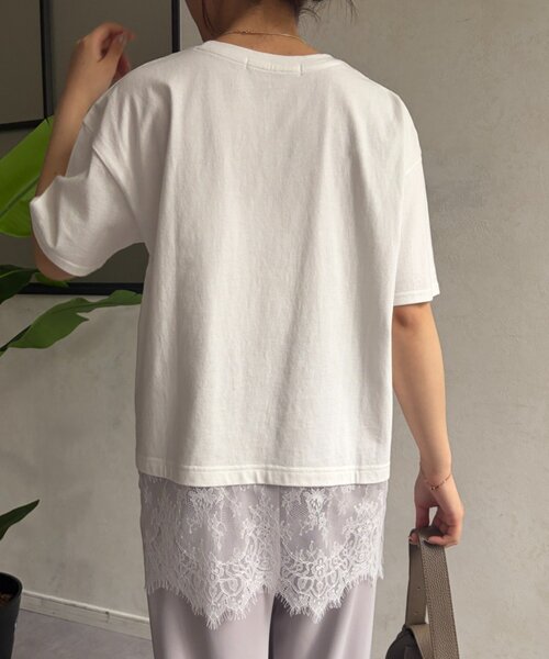 Jena espace merveilleux（ジェナ　エスパスメルヴェイユ）の「裾レースカットソー（Tシャツ/カットソー・レディース・ブラック/オフホワイト・FREE）」の7枚目の写真
