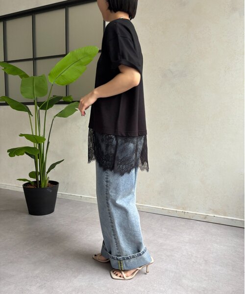 Jena espace merveilleux（ジェナ　エスパスメルヴェイユ）の「裾レースカットソー（Tシャツ/カットソー・レディース・ブラック/オフホワイト・FREE）」の12枚目の写真