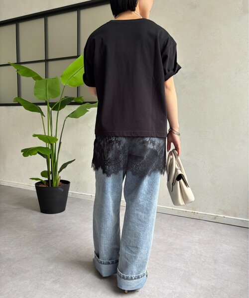 Jena espace merveilleux（ジェナ　エスパスメルヴェイユ）の「裾レースカットソー（Tシャツ/カットソー・レディース・ブラック/オフホワイト・FREE）」の13枚目の写真