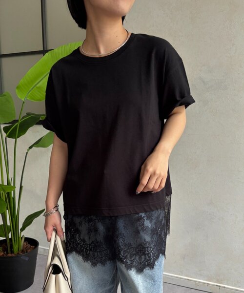 Jena espace merveilleux（ジェナ　エスパスメルヴェイユ）の「裾レースカットソー（Tシャツ/カットソー・レディース・ブラック/オフホワイト・FREE）」の14枚目の写真