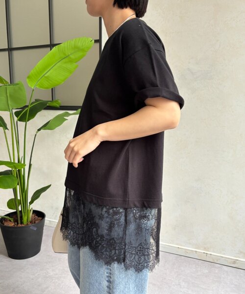 Jena espace merveilleux（ジェナ　エスパスメルヴェイユ）の「裾レースカットソー（Tシャツ/カットソー・レディース・ブラック/オフホワイト・FREE）」の15枚目の写真