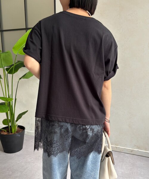 Jena espace merveilleux（ジェナ　エスパスメルヴェイユ）の「裾レースカットソー（Tシャツ/カットソー・レディース・ブラック/オフホワイト・FREE）」の16枚目の写真