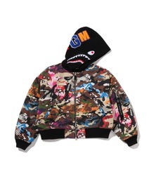 HYBRID CAMO HOODED CROPPED SHARK MA-1 JACKET