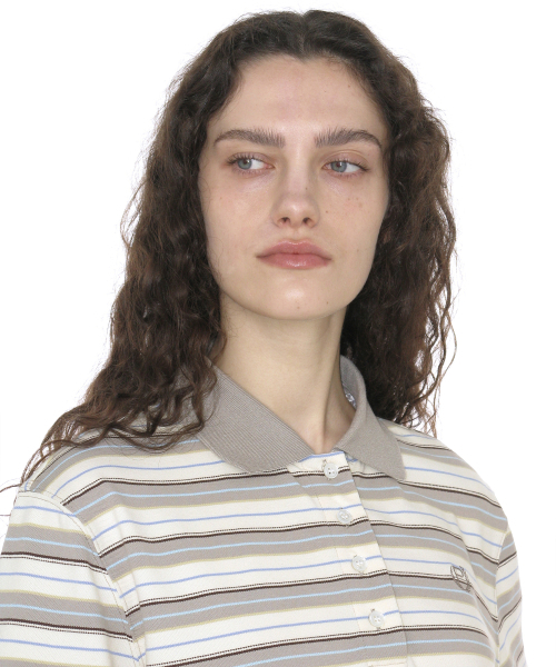 PARTIMENTO WOMEN(パルティメントウィメン)の「ダブルレイヤードストライプポロTシャツ_ベージュ(ポロシャツ・レディース・その他・SMALL/MEDIUM)」の3枚目の写真