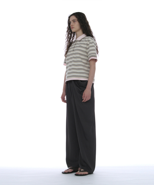 PARTIMENTO WOMEN(パルティメントウィメン)の「ダブルレイヤードストライプポロTシャツ_ベージュ(ポロシャツ・レディース・その他・SMALL/MEDIUM)」の5枚目の写真