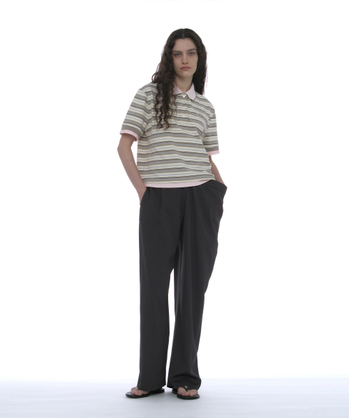 PARTIMENTO WOMEN(パルティメントウィメン)の「ダブルレイヤードストライプポロTシャツ_ベージュ(ポロシャツ・レディース・その他・SMALL/MEDIUM)」の7枚目の写真
