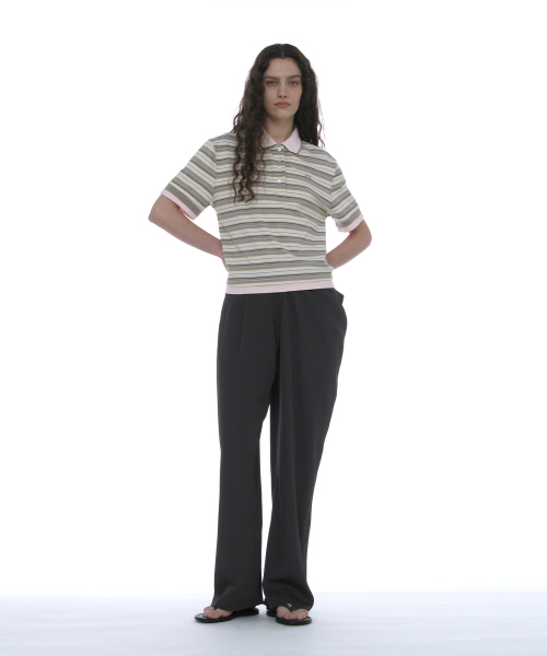 PARTIMENTO WOMEN(パルティメントウィメン)の「ダブルレイヤードストライプポロTシャツ_ベージュ(ポロシャツ・レディース・その他・SMALL/MEDIUM)」の9枚目の写真