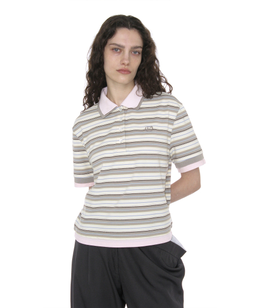 PARTIMENTO WOMEN(パルティメントウィメン)の「ダブルレイヤードストライプポロTシャツ_ベージュ(ポロシャツ・レディース・その他・SMALL/MEDIUM)」の10枚目の写真
