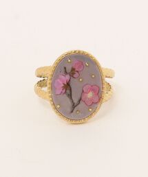 【popochi】和風 梅の花 レジン リング 指輪|アクセサリー 着物 浴衣 和装 成人式 卒業式 ピンク 赤(MA)