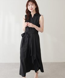 アシンメトリーヘムシャツワンピース
