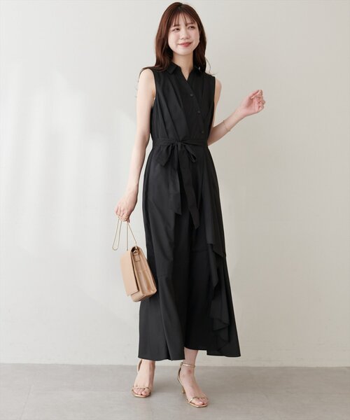 natural couture(ナチュラルクチュール)の「アシンメトリーヘムシャツワンピース(シャツワンピース・レディース・ブラック/ネイビー/イエロー/ブルー・FREE)」の7枚目の写真