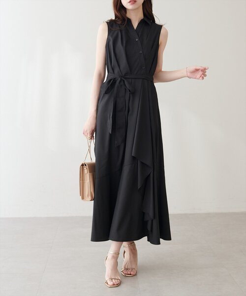 natural couture(ナチュラルクチュール)の「アシンメトリーヘムシャツワンピース(シャツワンピース・レディース・ブラック/ネイビー/イエロー/ブルー・FREE)」の8枚目の写真