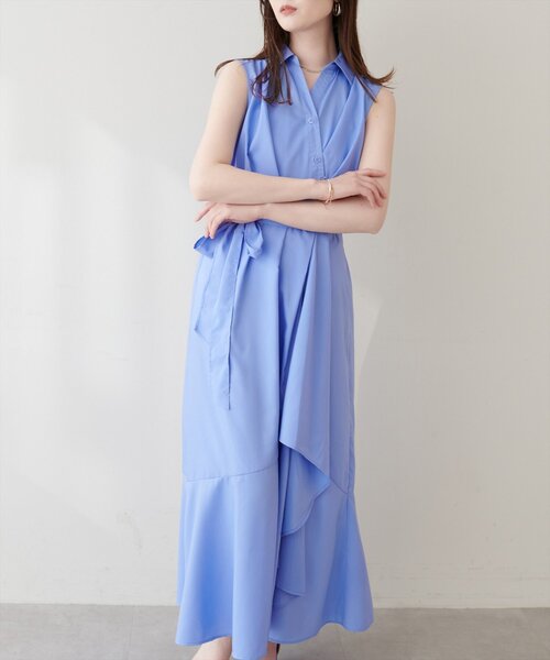natural couture(ナチュラルクチュール)の「アシンメトリーヘムシャツワンピース(シャツワンピース・レディース・ブラック/ネイビー/イエロー/ブルー・FREE)」の17枚目の写真
