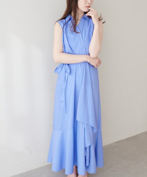 natural couture(ナチュラルクチュール)の「アシンメトリーヘムシャツワンピース(シャツワンピース・レディース・ブラック/ネイビー/イエロー/ブルー・FREE)」の18枚目の写真