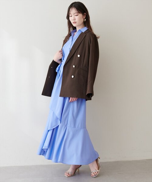 natural couture(ナチュラルクチュール)の「アシンメトリーヘムシャツワンピース(シャツワンピース・レディース・ブラック/ネイビー/イエロー/ブルー・FREE)」の21枚目の写真