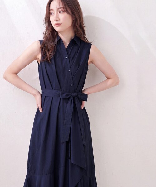 natural couture(ナチュラルクチュール)の「アシンメトリーヘムシャツワンピース(シャツワンピース・レディース・ブラック/ネイビー/イエロー/ブルー・FREE)」の22枚目の写真
