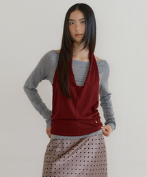 Cowl Tank & Boatneck Top Set (burgundy)