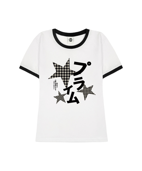 PRIMATE（プライメイト）の「CHECK MILKY レディース スリムフィット リンガー 半袖Tシャツ 3 COLORS（Tシャツ/カットソー・レディース・ホワイト×ネイビー/ホワイト×ブラック/ブラック・FREE）」の2枚目の写真