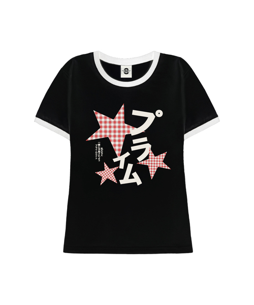 PRIMATE（プライメイト）の「CHECK MILKY レディース スリムフィット リンガー 半袖Tシャツ 3 COLORS（Tシャツ/カットソー・レディース・ホワイト×ネイビー/ホワイト×ブラック/ブラック・FREE）」の3枚目の写真