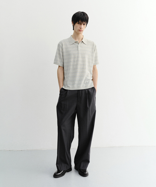 DUNST FOR MEN(ダンストフォーメン)の「LOUNGE WOOL SLACKS_UDPA6B321_GREY STRIPE(スラックス・メンズ・ダークグレー・MEDIUM/LARGE)」の1枚目の写真