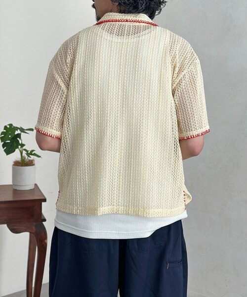 CPCM(シーピーシーエム)の「配色ステッチレースシャツ(シャツ/ブラウス・メンズ・アイボリー/ネイビー/グリーン・LARGE/MEDIUM/SMALL)」の6枚目の写真