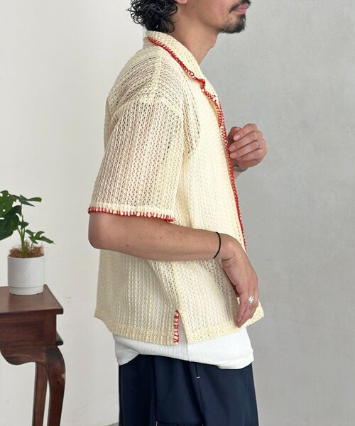 CPCM(シーピーシーエム)の「配色ステッチレースシャツ(シャツ/ブラウス・メンズ・アイボリー/ネイビー/グリーン・LARGE/MEDIUM/SMALL)」の7枚目の写真