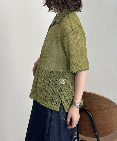 CPCM(シーピーシーエム)の「配色ステッチレースシャツ(シャツ/ブラウス・メンズ・アイボリー/ネイビー/グリーン・LARGE/MEDIUM/SMALL)」の9枚目の写真