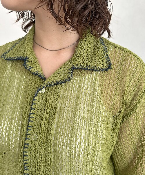 CPCM(シーピーシーエム)の「配色ステッチレースシャツ(シャツ/ブラウス・メンズ・アイボリー/ネイビー/グリーン・LARGE/MEDIUM/SMALL)」の13枚目の写真