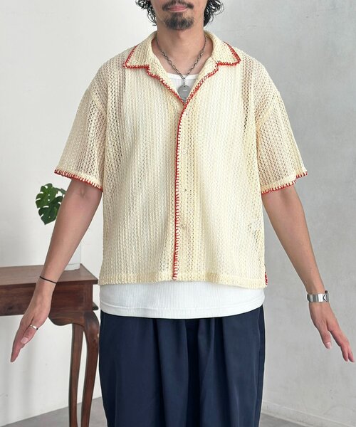CPCM(シーピーシーエム)の「配色ステッチレースシャツ(シャツ/ブラウス・メンズ・アイボリー/ネイビー/グリーン・LARGE/MEDIUM/SMALL)」の20枚目の写真