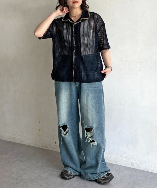 CPCM(シーピーシーエム)の「配色ステッチレースシャツ(シャツ/ブラウス・メンズ・アイボリー/ネイビー/グリーン・LARGE/MEDIUM/SMALL)」の22枚目の写真