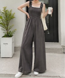 GORGE（ゴージ）の「《肩フリル・シャーリング》ワイドシルエットサロペット／フェミニン×ナチュラル／春夏秋／全3色（サロペット/オーバーオール）」