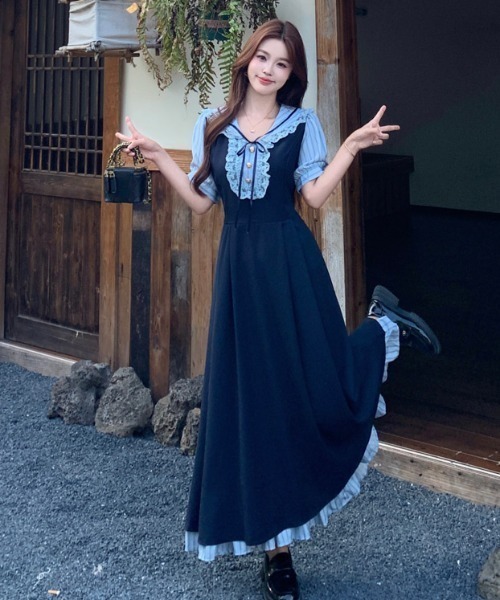 FAVORITO(ファヴォリート)の「レイヤードワンピース(ワンピース・レディース・ネイビー・F)」の5枚目の写真