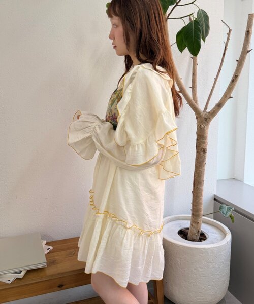 w closet(ダブルクローゼット)の「ビッグ衿フリルミニワンピース(シャツ/ブラウス・レディース・ピンク/ブルー/アイボリー・FREE)」の6枚目の写真