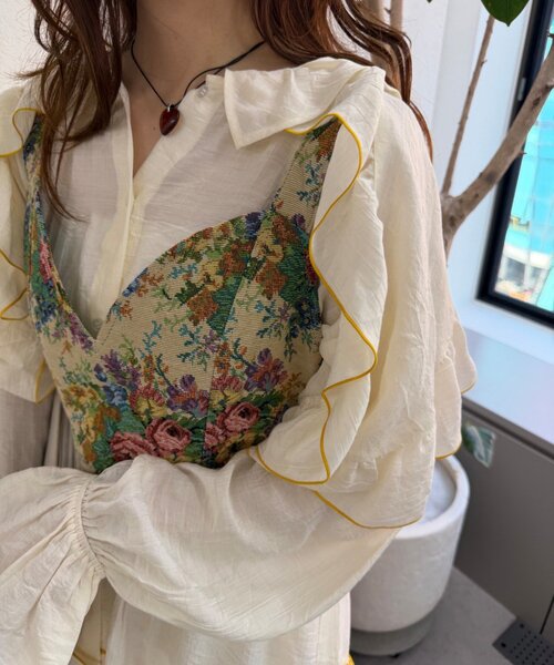 w closet(ダブルクローゼット)の「ビッグ衿フリルミニワンピース(シャツ/ブラウス・レディース・ピンク/ブルー/アイボリー・FREE)」の12枚目の写真