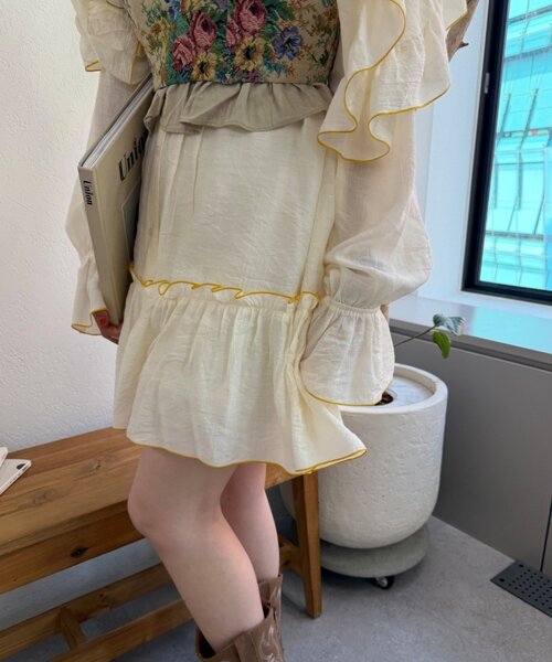w closet(ダブルクローゼット)の「ビッグ衿フリルミニワンピース(シャツ/ブラウス・レディース・ピンク/ブルー/アイボリー・FREE)」の13枚目の写真