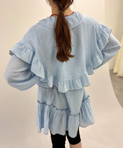 w closet(ダブルクローゼット)の「ビッグ衿フリルミニワンピース(シャツ/ブラウス・レディース・ピンク/ブルー/アイボリー・FREE)」の20枚目の写真